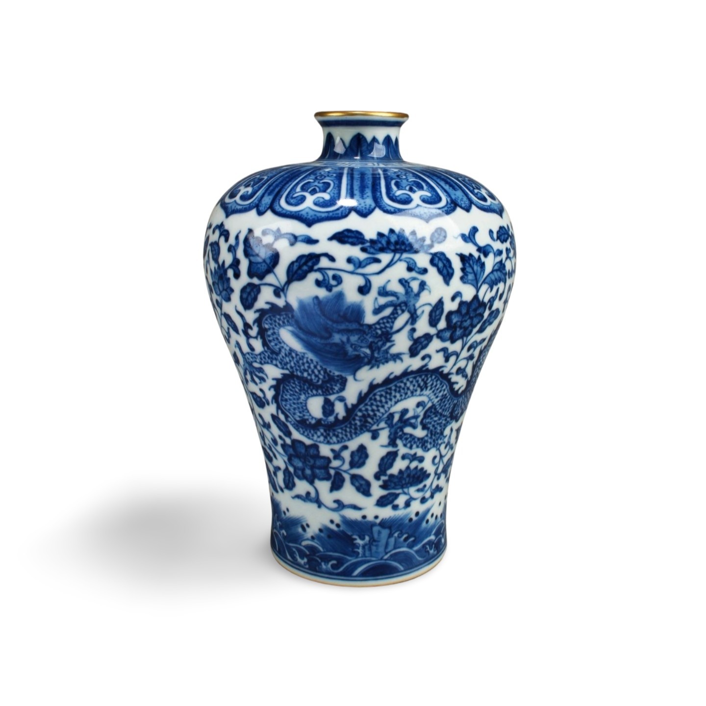 Chinese Blue & White Porcelain Vase. 'QianLong' mark at base