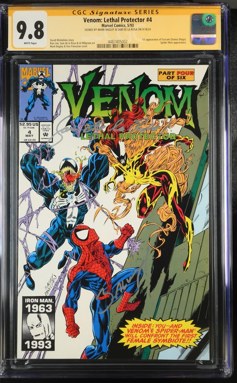 CGC 9.8 SIGNATURE SERIIES VENOM: LETHAL PROTECTOR #4 MARK BAGLEY SAM DE LA ROSA