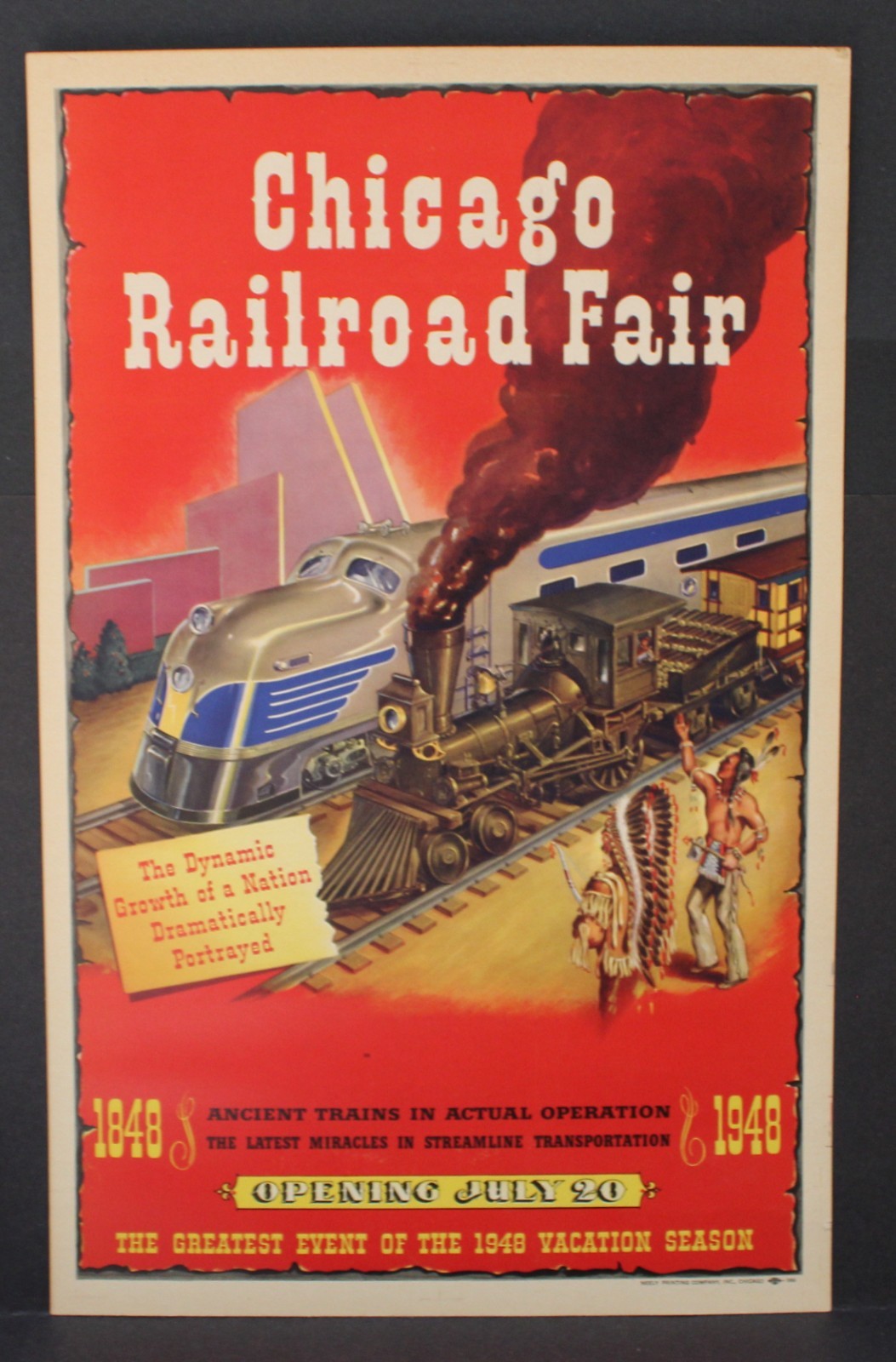 Original 1948 1949 Chicago Railroad Fair Opening Poster 14x22 Xlnt Cond