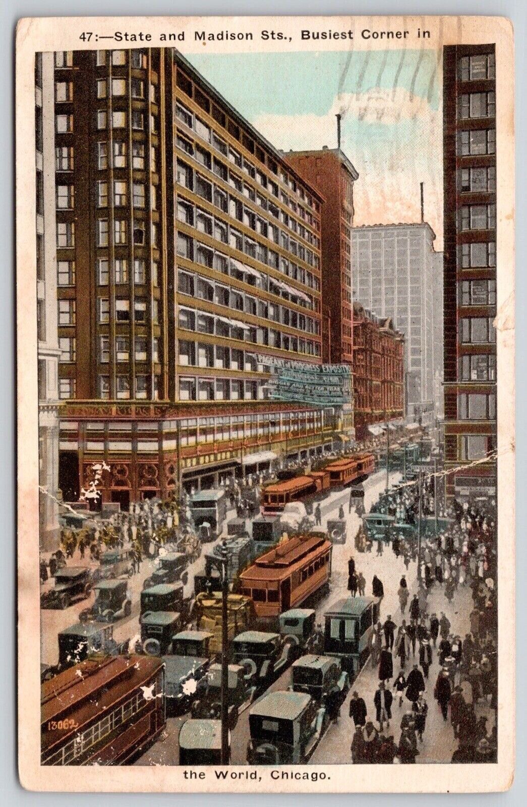 Chicago Illinois Downtown City Streetview Buildings WB Cancel WOB Postcard