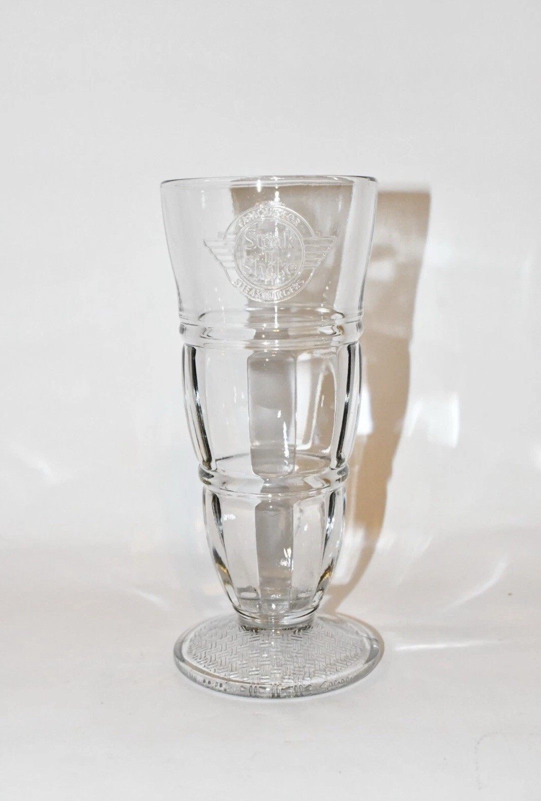 Steak \'n Shake Embossed Milkshake Sundae Glasses 8.5\