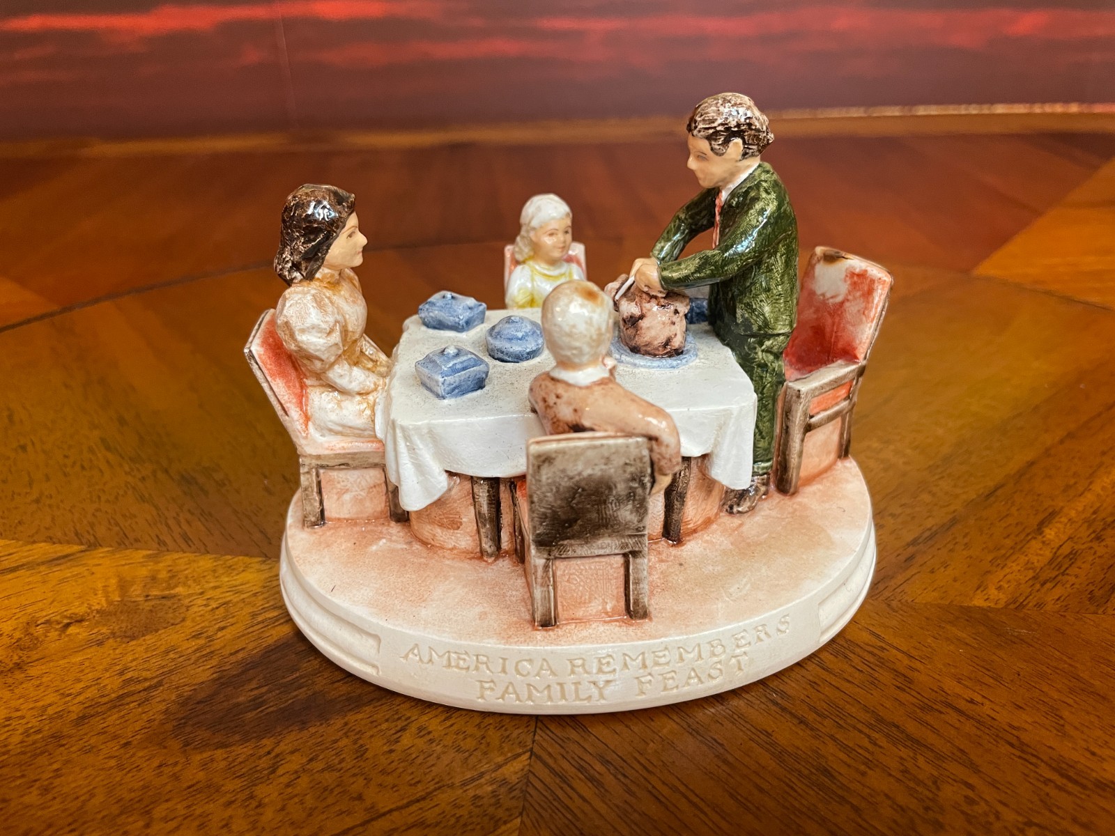 Vintage Handcast Hand Painted America Remembers Family Feast 1982