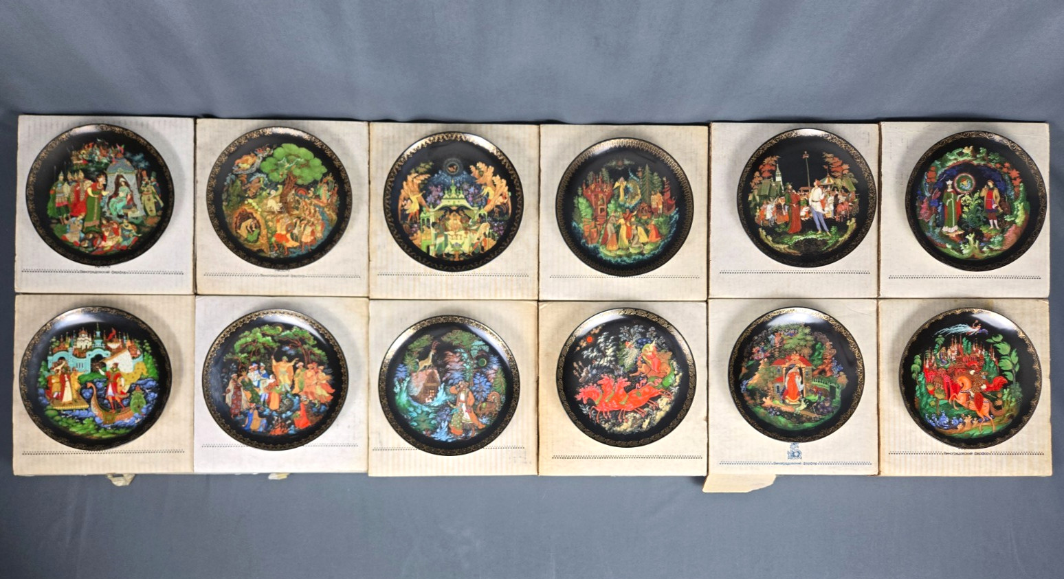 12 PALEKH Russian Legends Fairy Tale Collector Plates w boxes Bradford Exchange