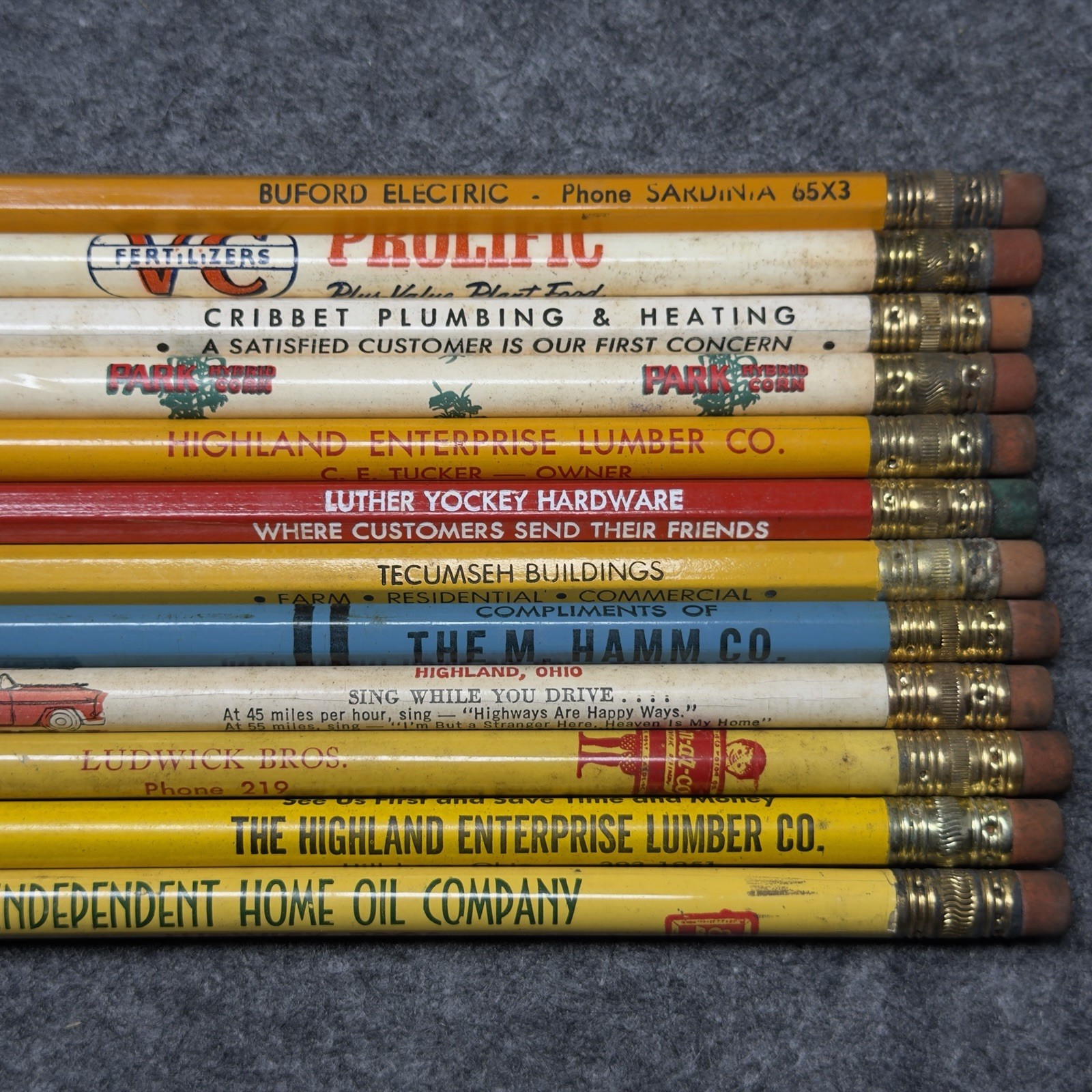 Lot of 12 Vintage Advertising Pencils Mixed Local Businesses Rare