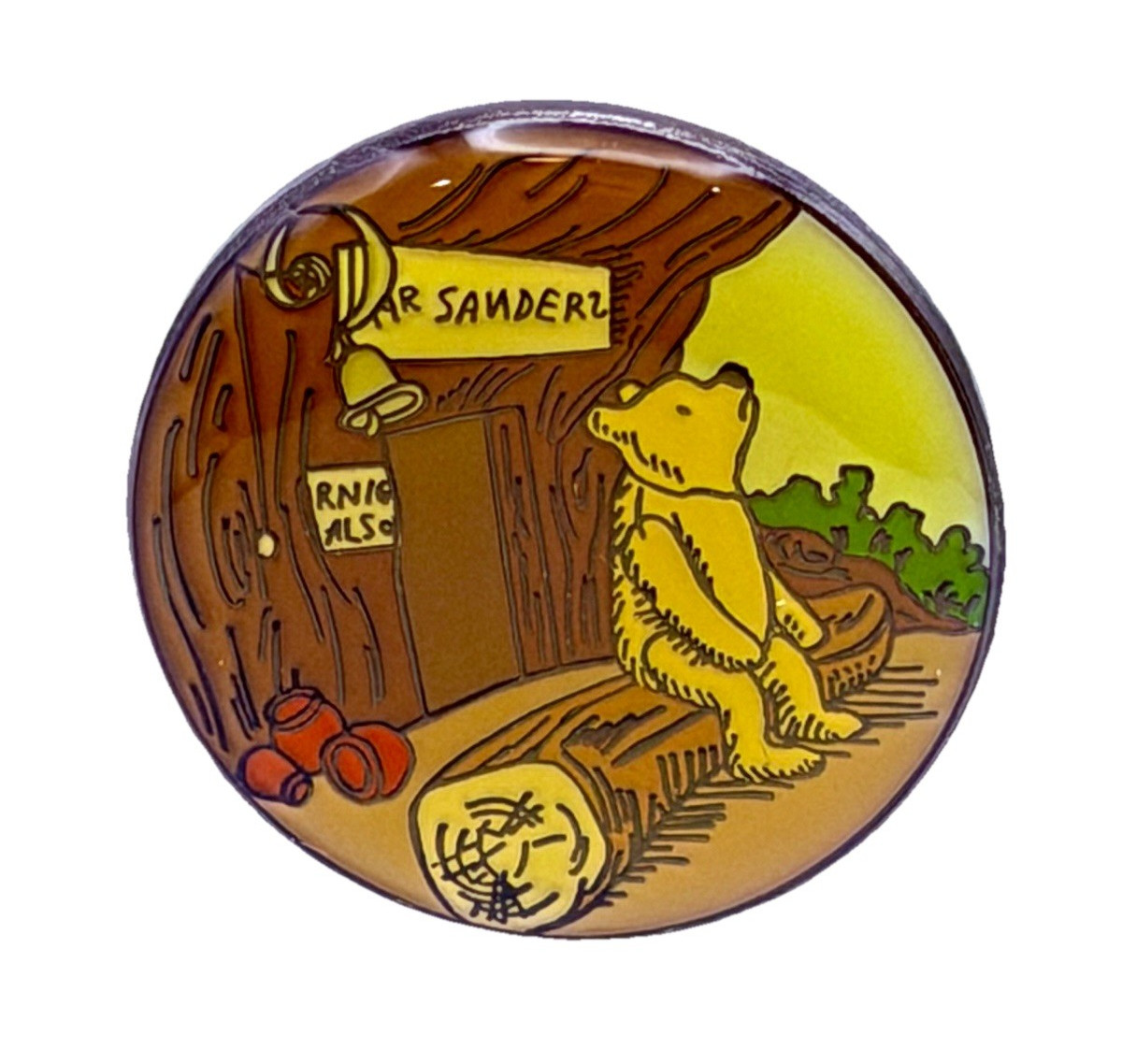 Disney Japan Classic Winnie The Pooh 100 Acre Woods Pin 1996 Sitting On A Log