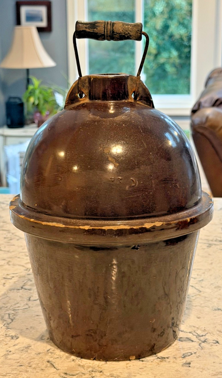 Antique 1800's Brown Albany Slip Glazed Stoneware Cider Crock/Jug 11