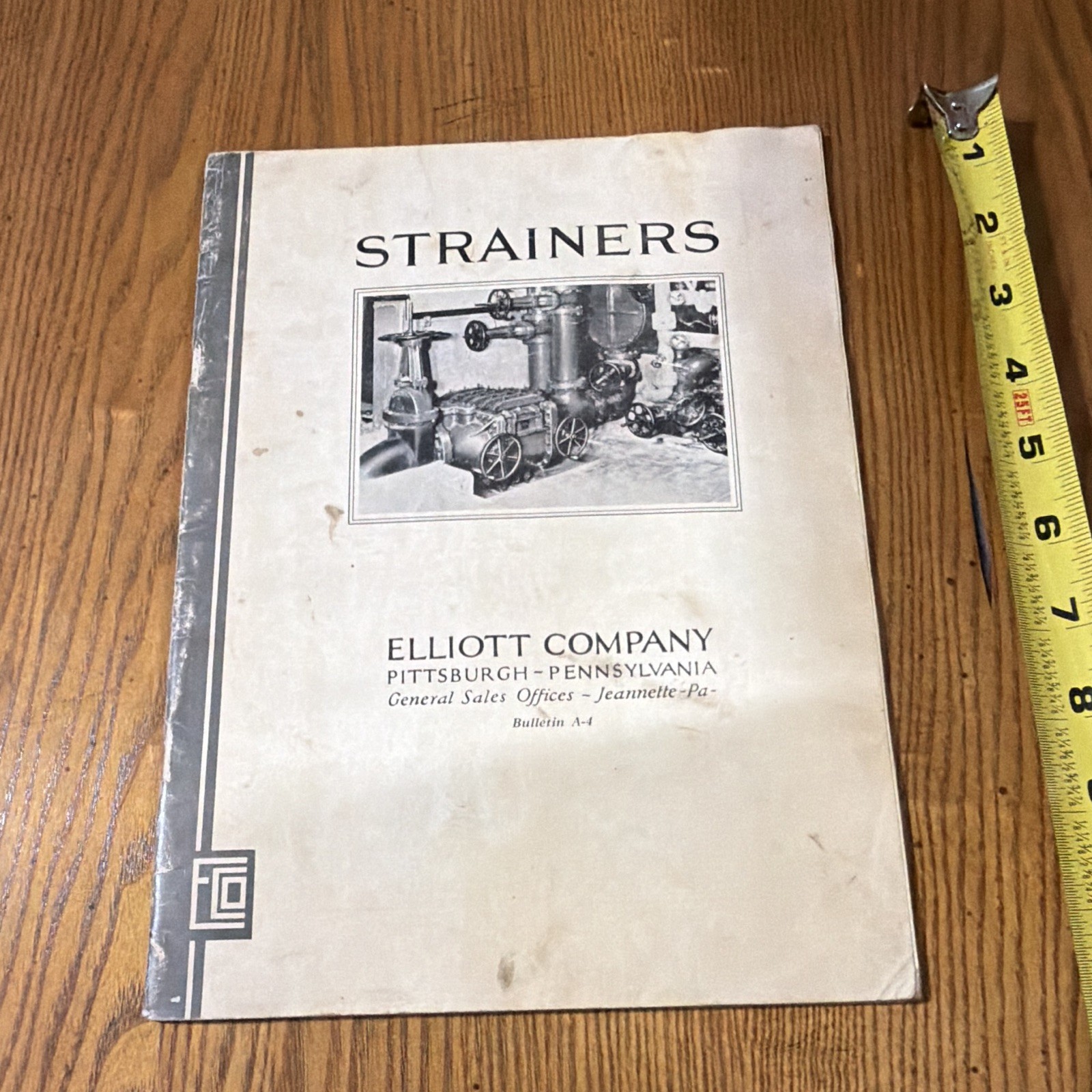 Vintage 1930s-1940s Elliott Company Strainers Bulletin A-4 Industrial Catalog