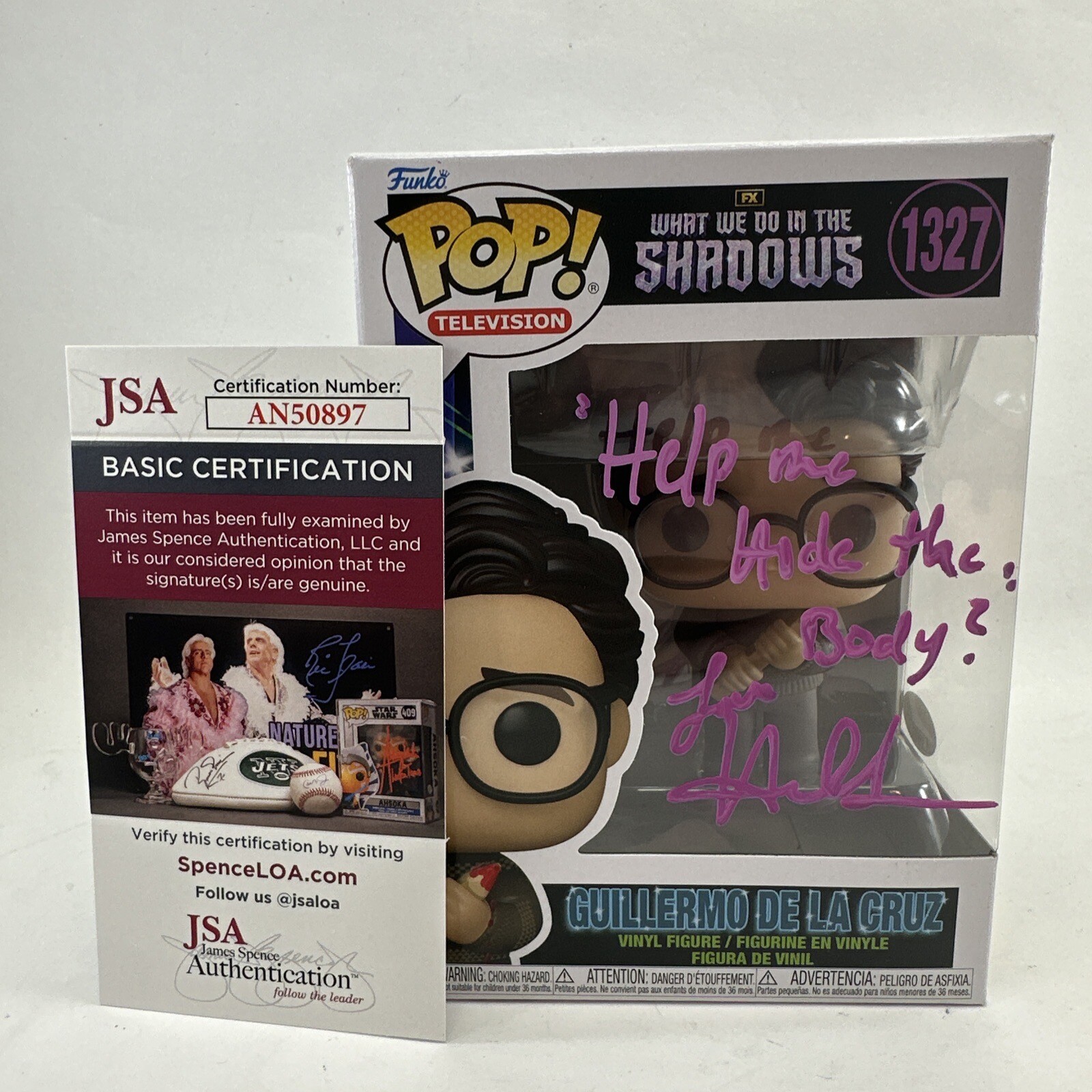 Harvey Guillen Signed Funko Pop Guillermo De La Cruz Autograph Inscribed JSA COA