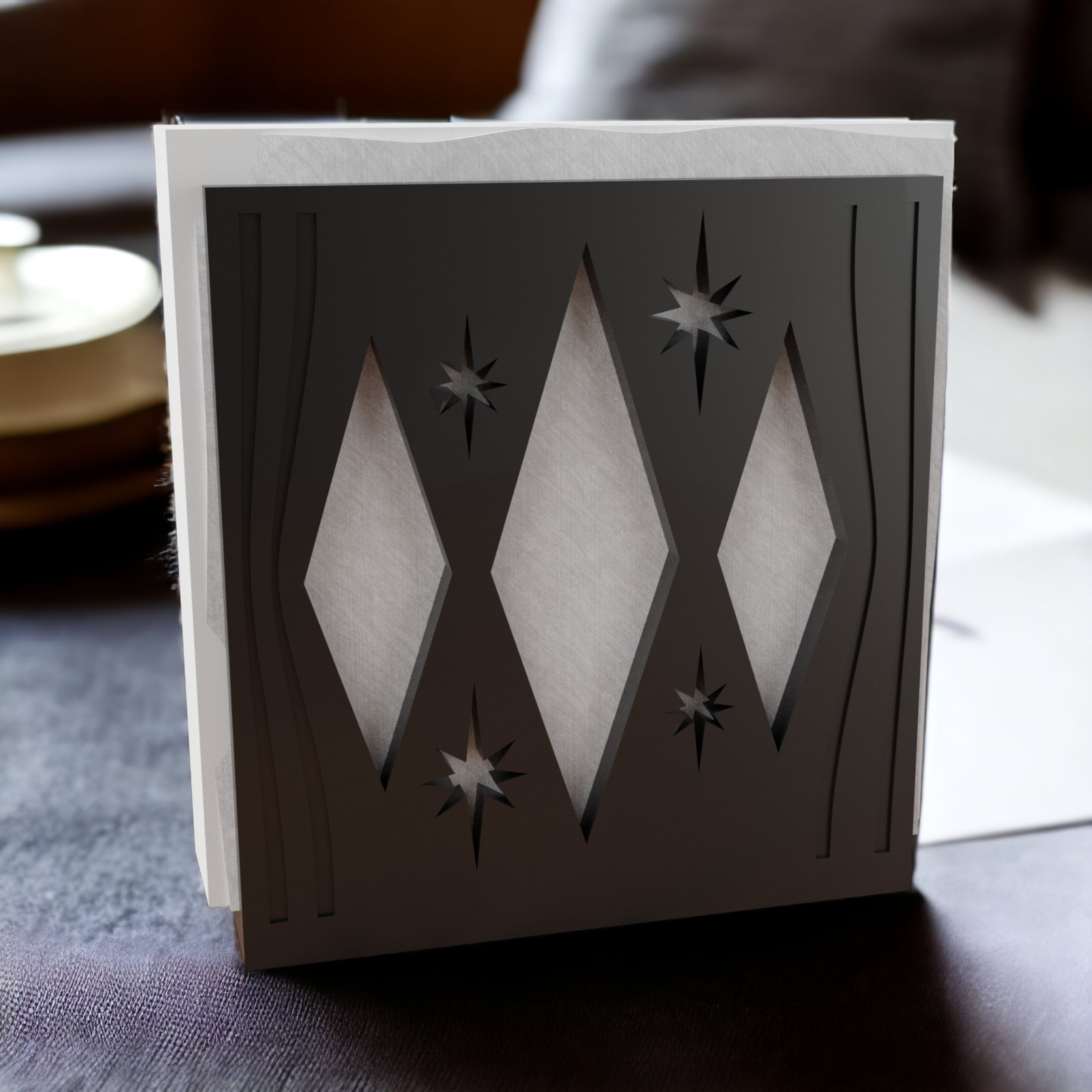 Midcentury Modern Retro Style Diamond Starburst Napkin Holder Kitchen Decor
