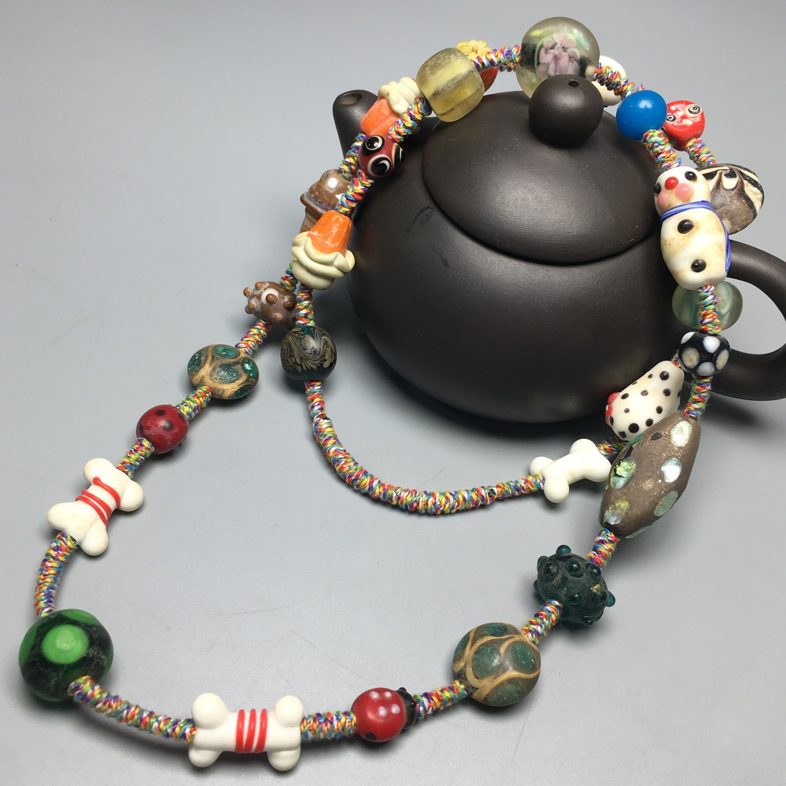 Han Dynasty Old Glass Bead Necklace Antique Chinese Vintage Collectible B549