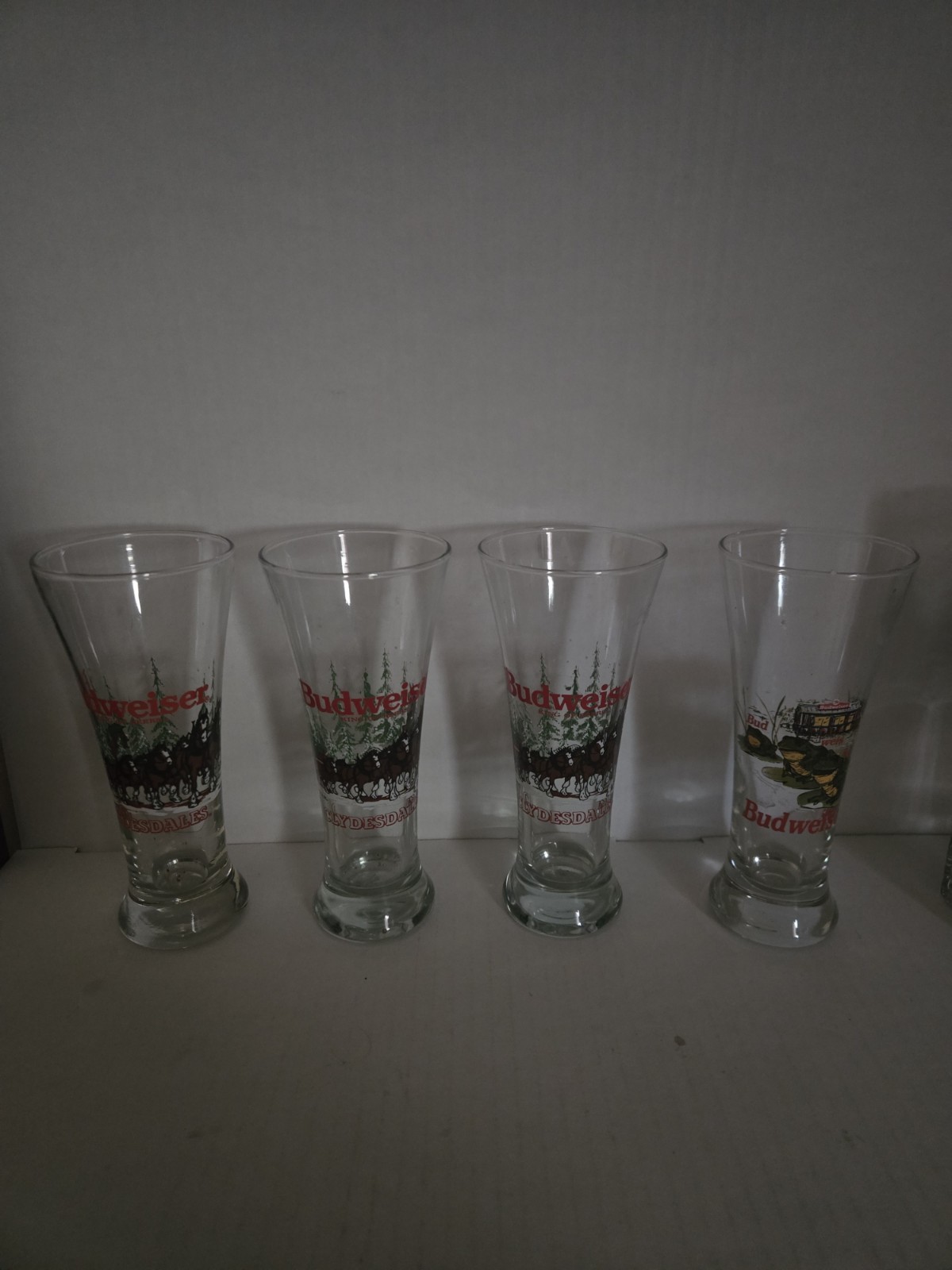 Budweiser Glass Lot of 5 1992 Clydesdales Pilsner Mug Bud-weis-er Frogs Vintage Budweiser Glass Lot of 5 1992 Clydesdales Pilsner Mug Bud-weis-er Frogs Vintage