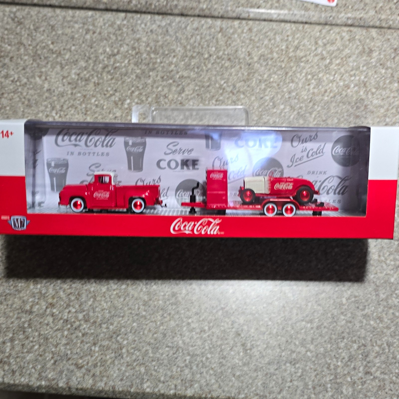 Coca-Cola Chase Red & White Pickup Truck & Trailer Diecast Model Set Repro  750