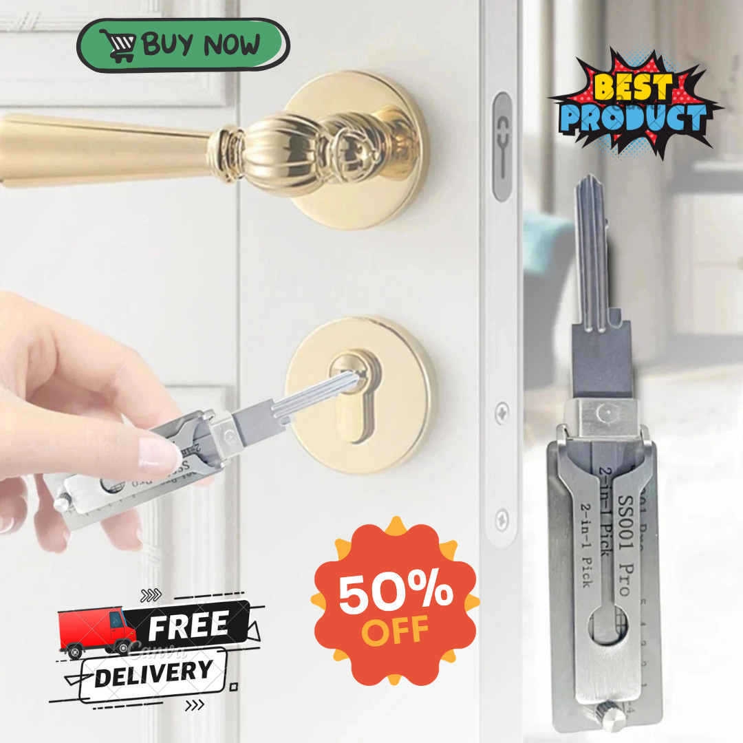 (SS001 PRO) 2‑in‑1 Stainless Steel Lock Tool Kit – Portable Key Adjustment