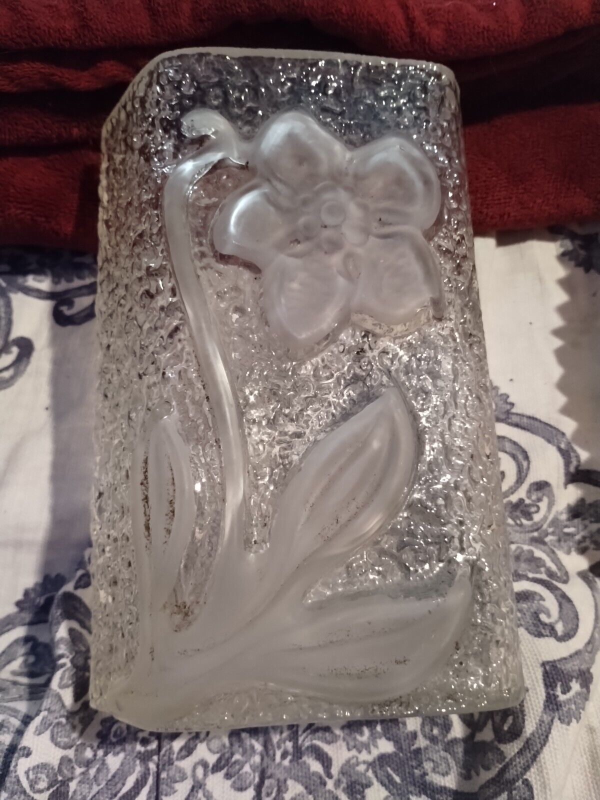 Vintage Frosted Glass Vase