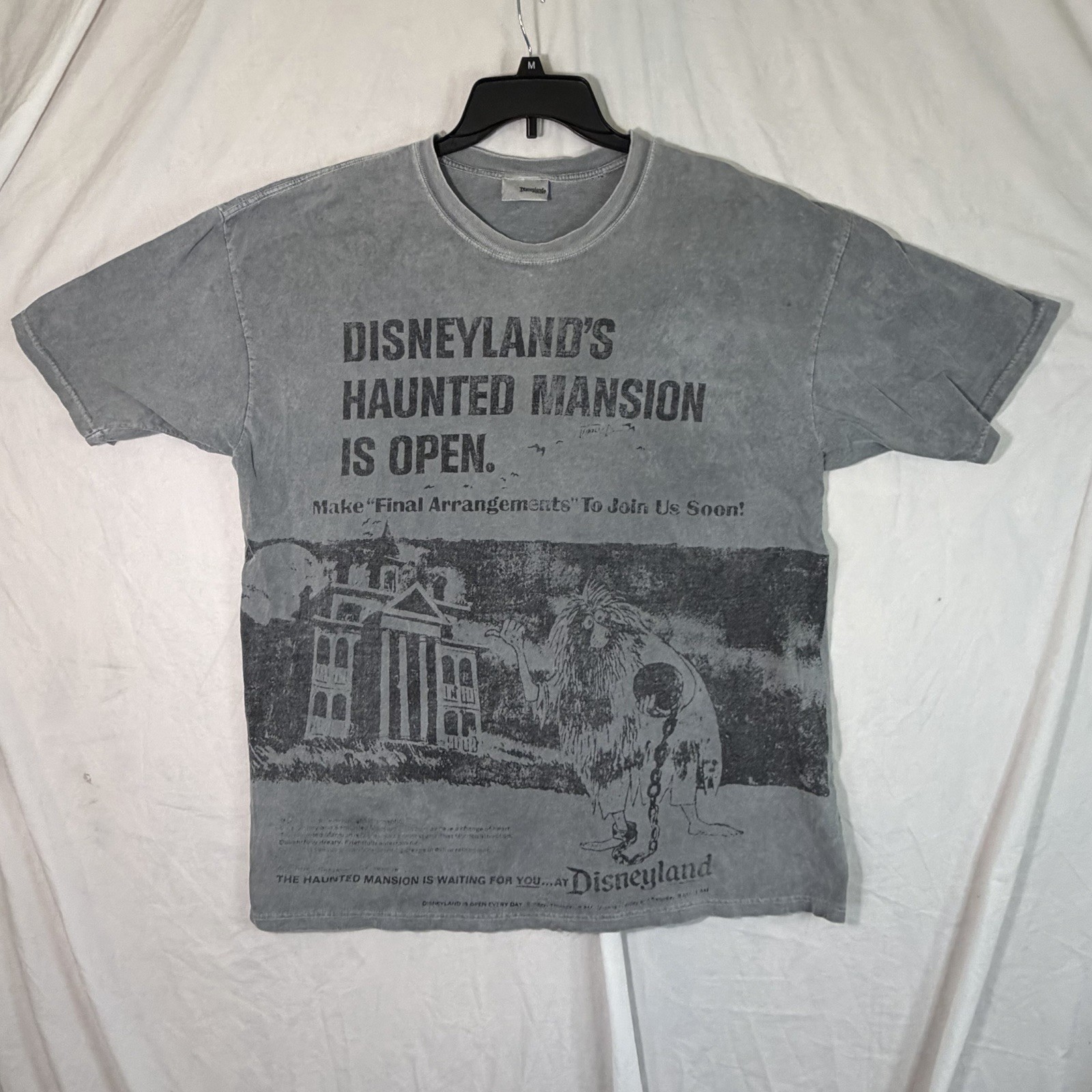 Vintage Disney Disneyland Haunted Mansion T Shirt XL Gray Distressed Y2K