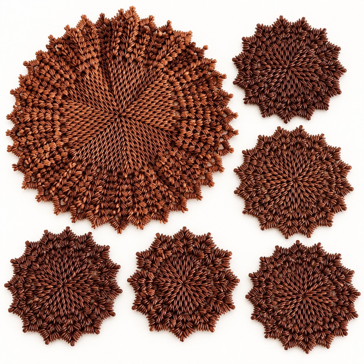 Vintage 1960s Koa Seed Doily  11” Round Dark Brown Hawaiian Acacia Tree Seed