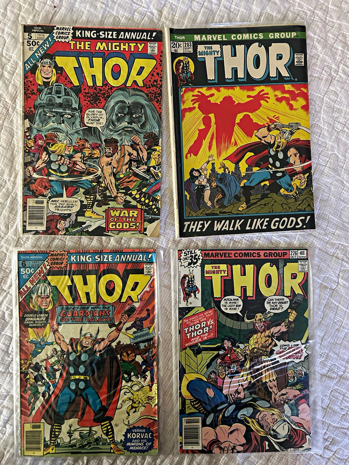 VINTAGE 1970s THE MIGHTY THOR 4-ISSUE BRONZE AGE MARVEL COMIC LOT