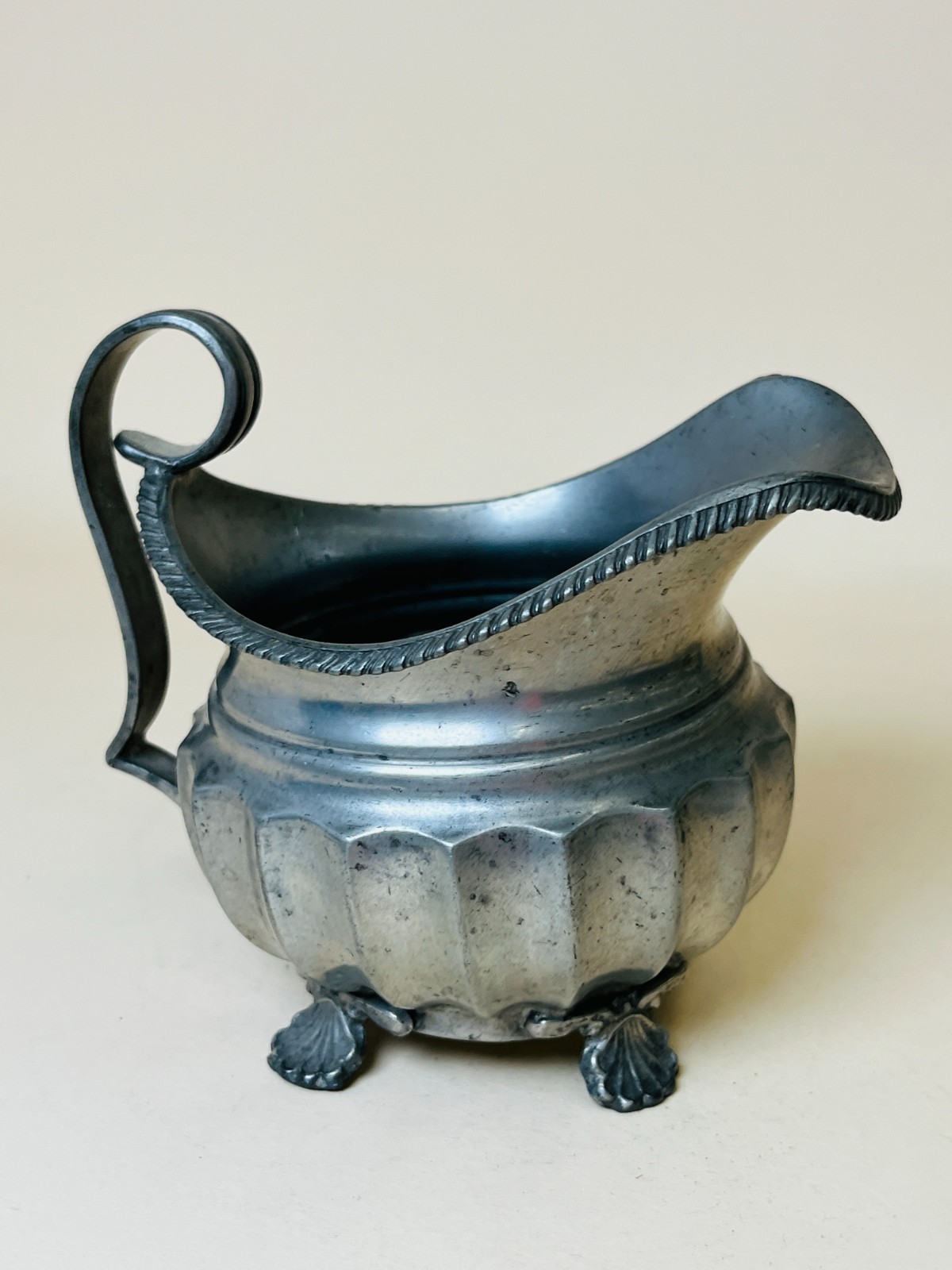 Antique I. Vickers Pewter Footed Cream Jug c.1840–1860 19Th Century