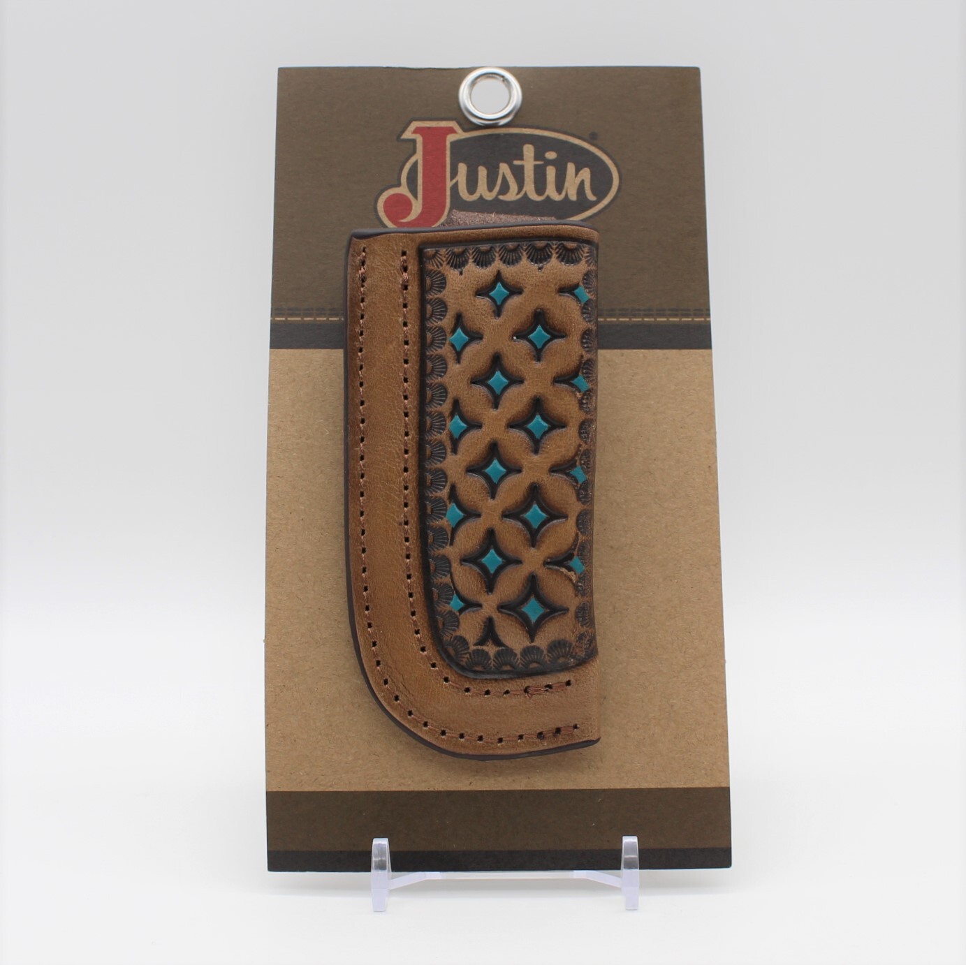 Justin Boots, Justin Diamond Tooled Knife Sheath, Genuine Leather 2172490K7 Justin Boots, Justin Diamond Tooled Knife Sheath, Genuine Leather 2172490K7