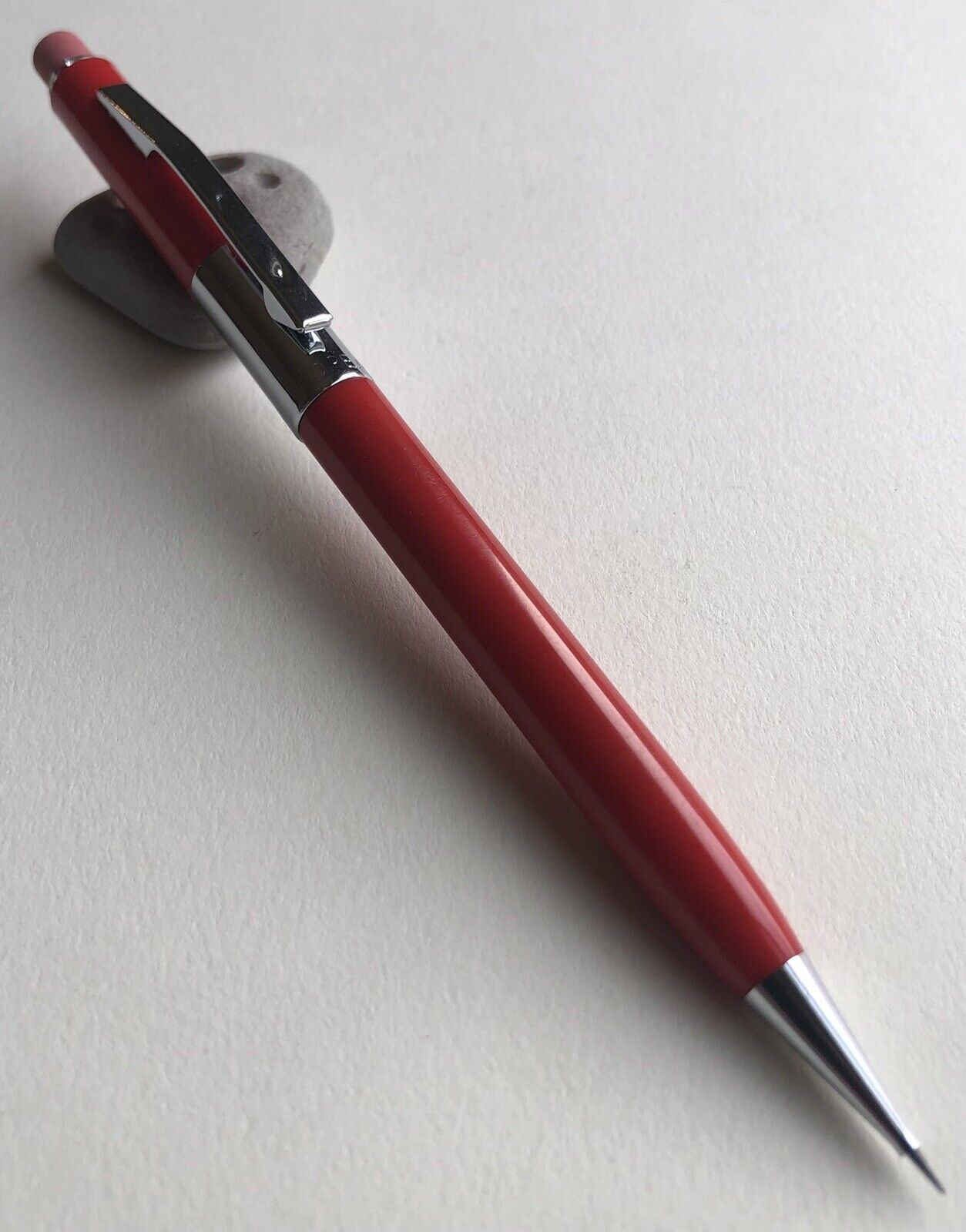 Vintage SCRIPTO Mechanical Pencil NOS .9mm Chrome Trim Red Barrel