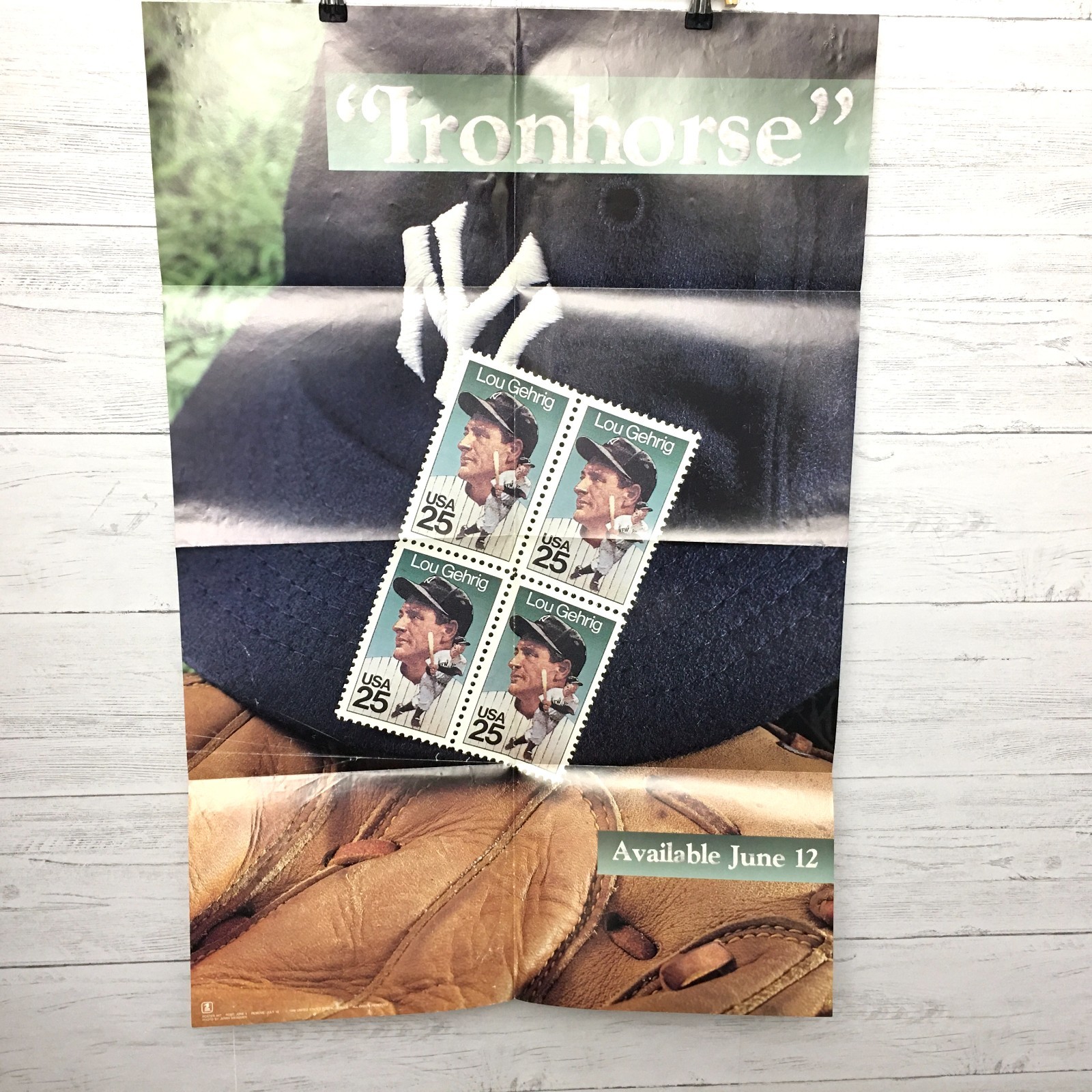 Vintage Lou Gehrig Official Post Office Poster USPS Collectible Art 24\
