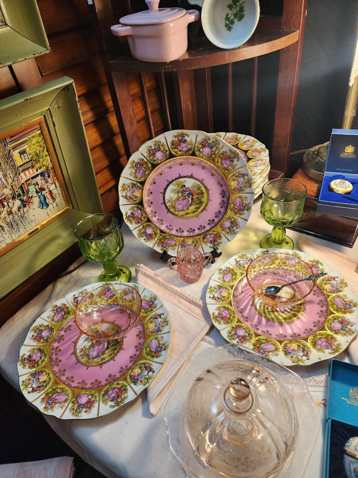 Vintage Love Story/Courting Couple JKW Porcelain Plates