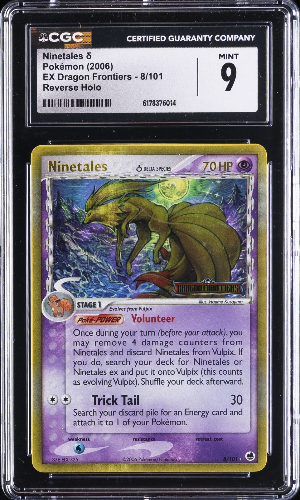 2006 POKEMON EX DRAGON FRONTIERS REVERSE HOLO #8/101 NINETALES CGC 9
