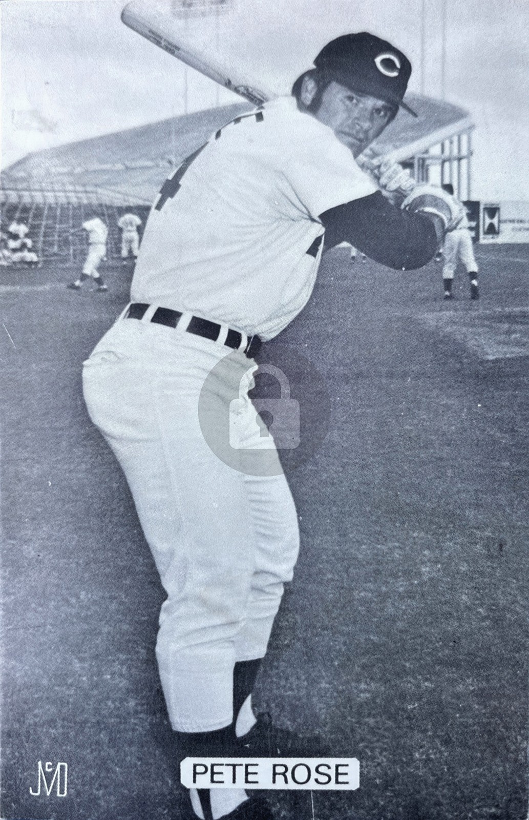c1970 Baseball Pete Rose J.D. McCarthy Cincinnati Reds RPPC Photo Postcard COPY