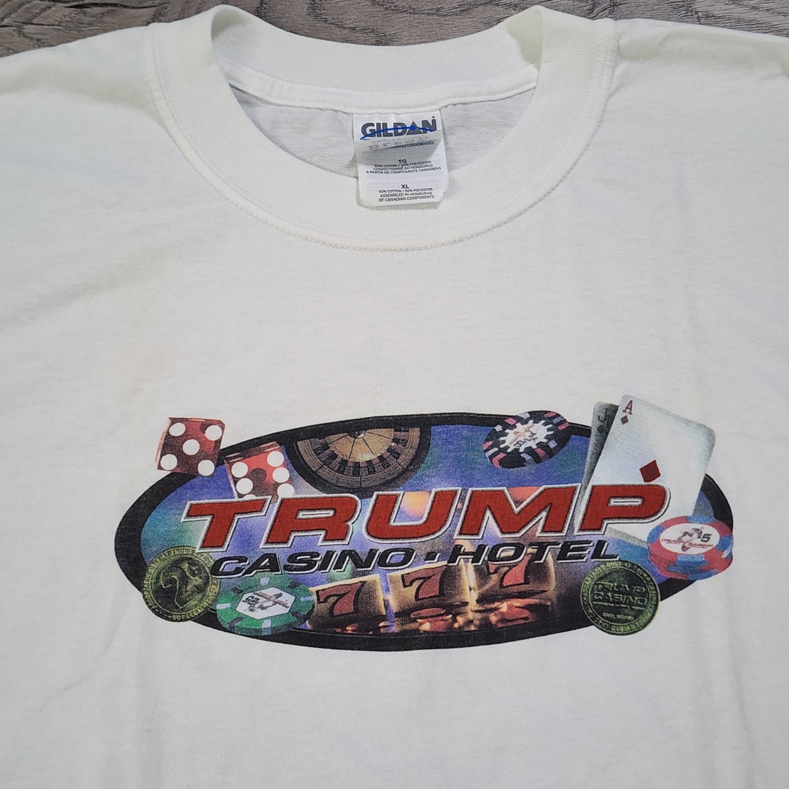 Vintage Gildan Activewear Trump Casino Hotel White T-Shirt Tee Size XL NWOT