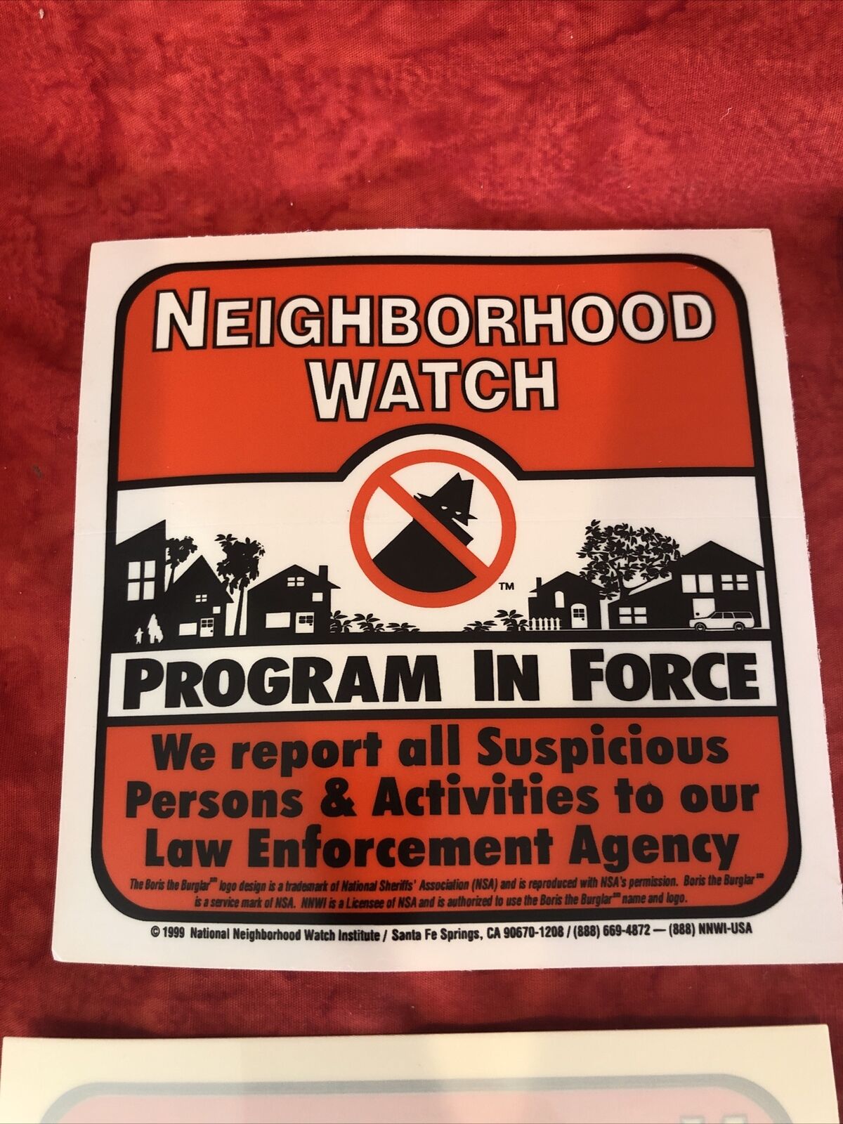 4 Vintage Stickers 1999 Warning Neighborhood Watch Window Crime Prevention