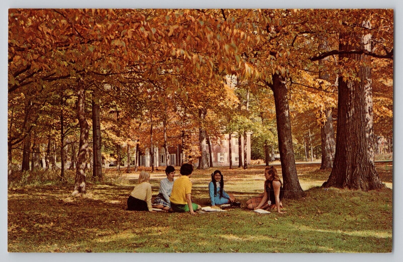 The Andrews School Chrome Postcard Willoughby Ohio Fall Colors 1960s