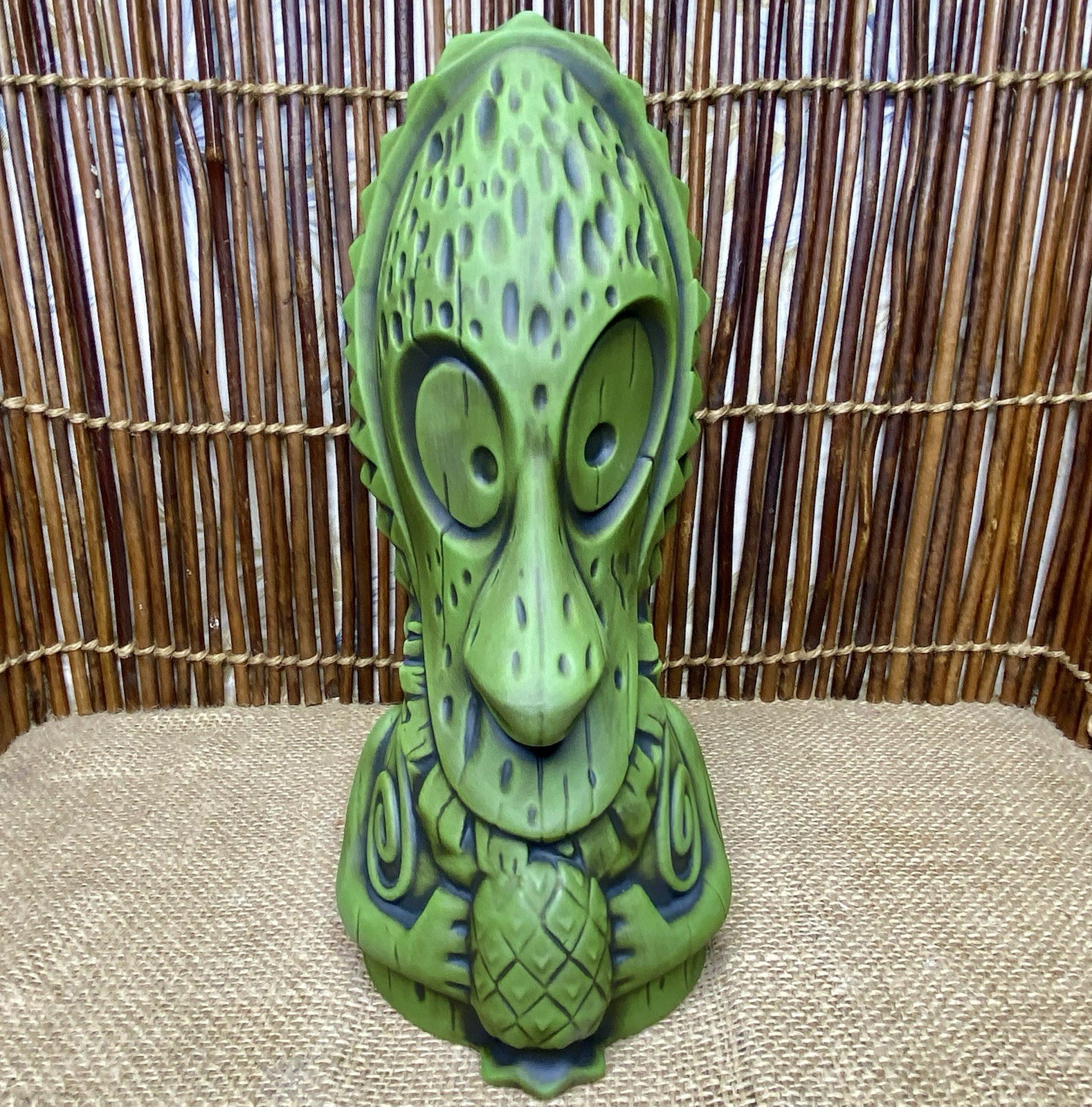 Tiki Farm Big Toe Vanuatu Drum Tiki Mug Kapu Bar Green Mate Finish Retired Mug