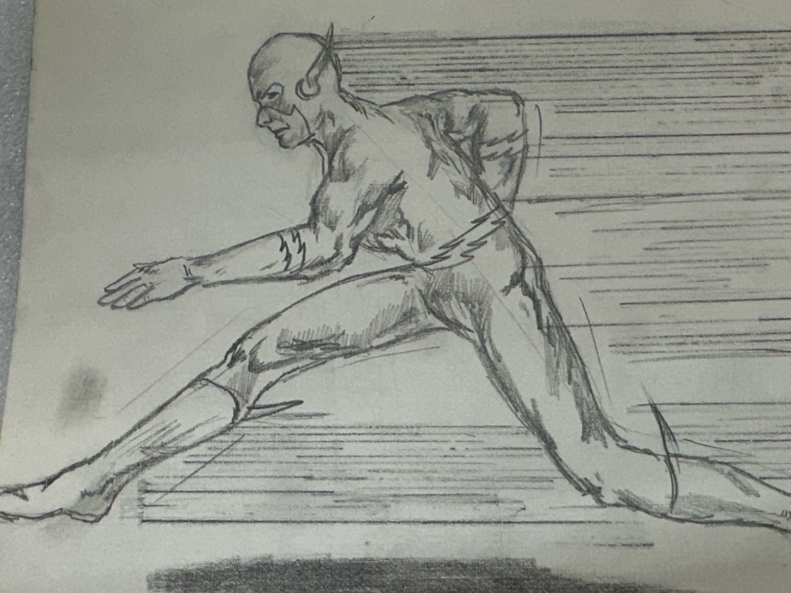 Estate Find Original The Flash Running Speed Study Drawing Vintage Comic Art