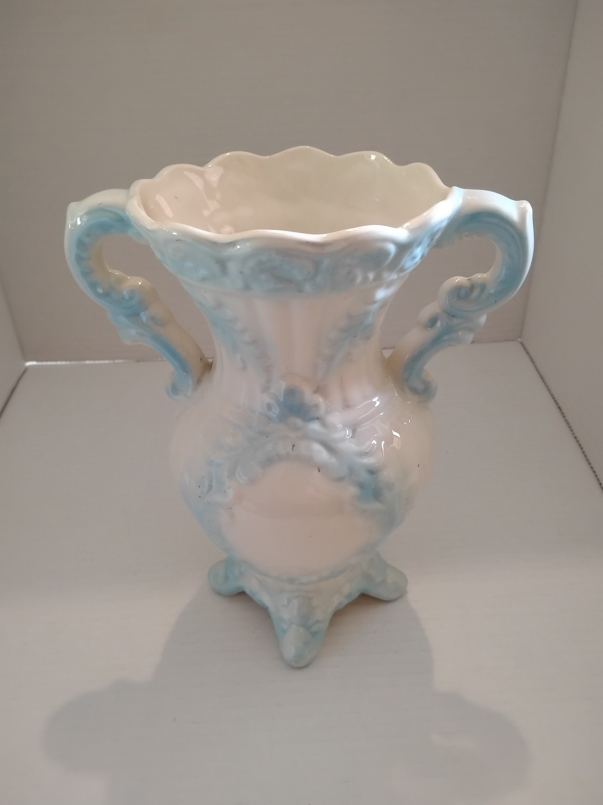 Rare Vintage Blue And White Lustreware Vase