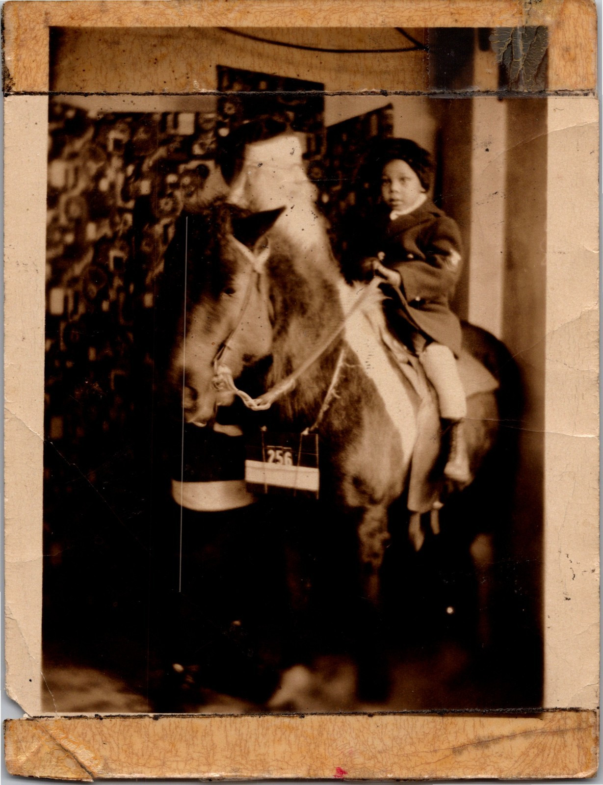 Vintage 1930's Young African American Child Photo With Santa Claus & Pony ID'd