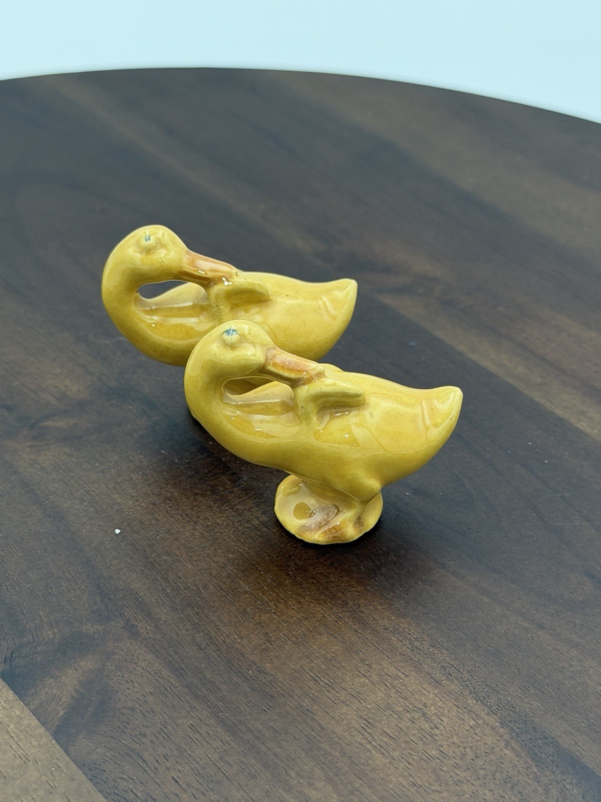 Rosemeade Pottery Mini Yellow Duck Figurines ~ 2 Piece Set Figurine - RARE
