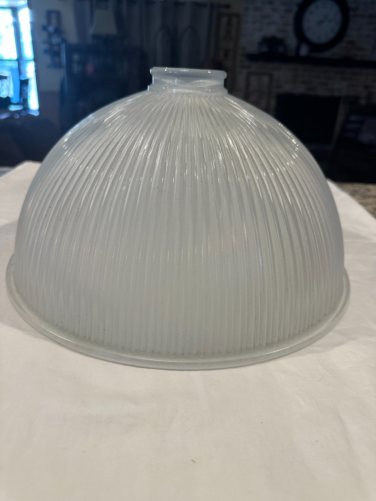 Vintage Holophane Style Prismatic Ribbed Glass Dome Light Shade 12\