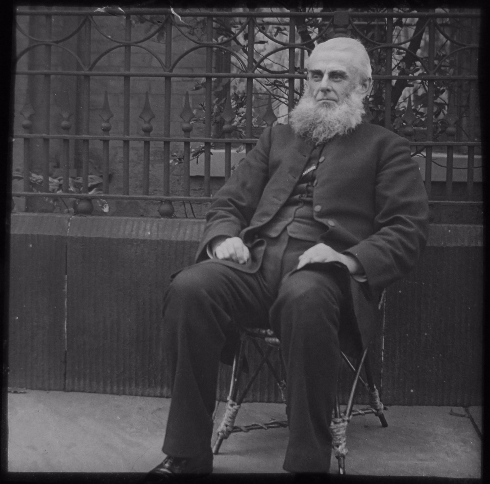 VICTORIAN Glass Magic Lantern Slide BEARDED GENTLEMAN SEATED C1890 VICTORIAN Glass Magic Lantern Slide BEARDED GENTLEMAN SEATED C1890