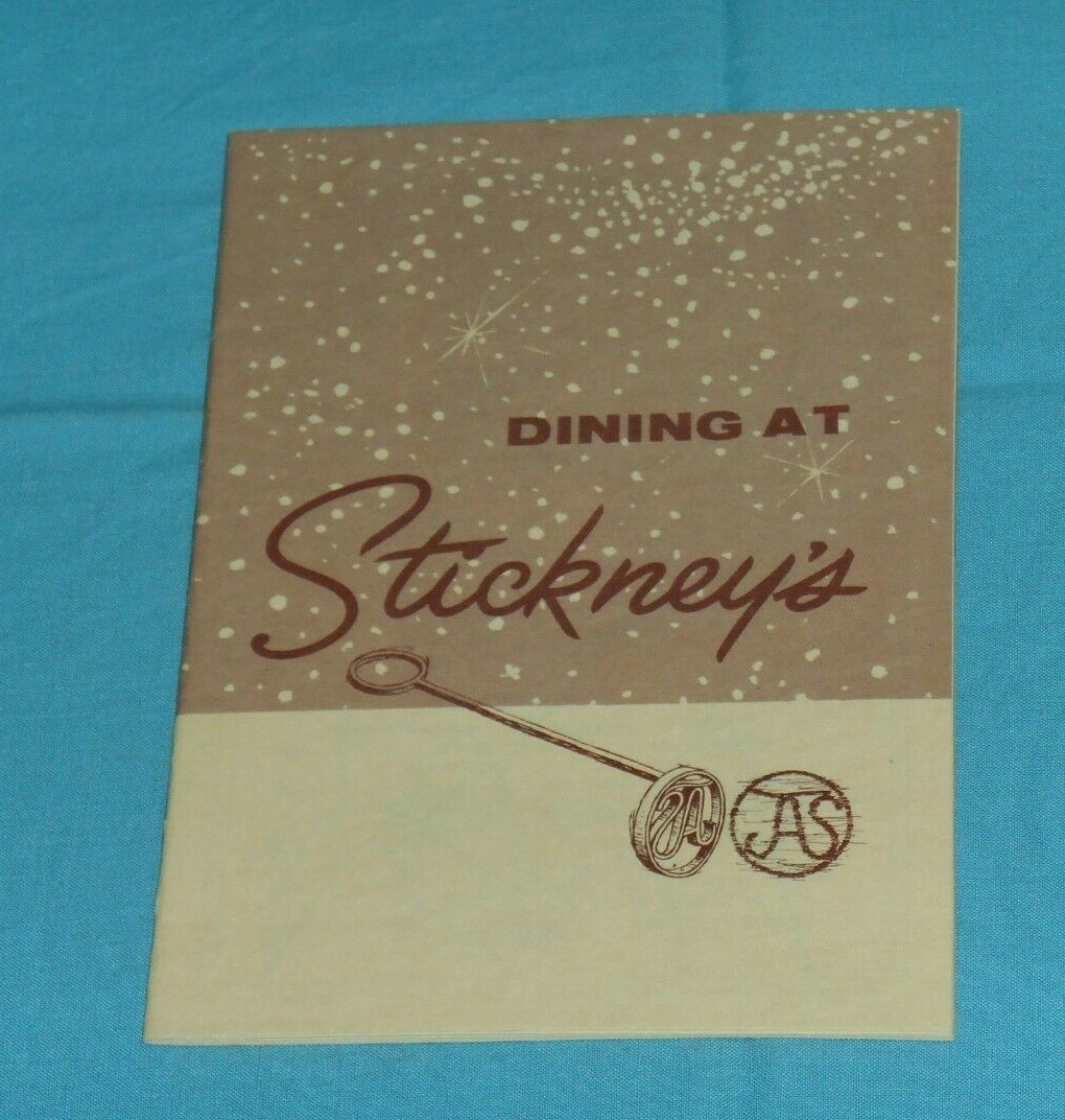 vintage STICKNEY'S HICK'RY HOUSE Flamingo Golden Chicken Scandia House BROCHURE