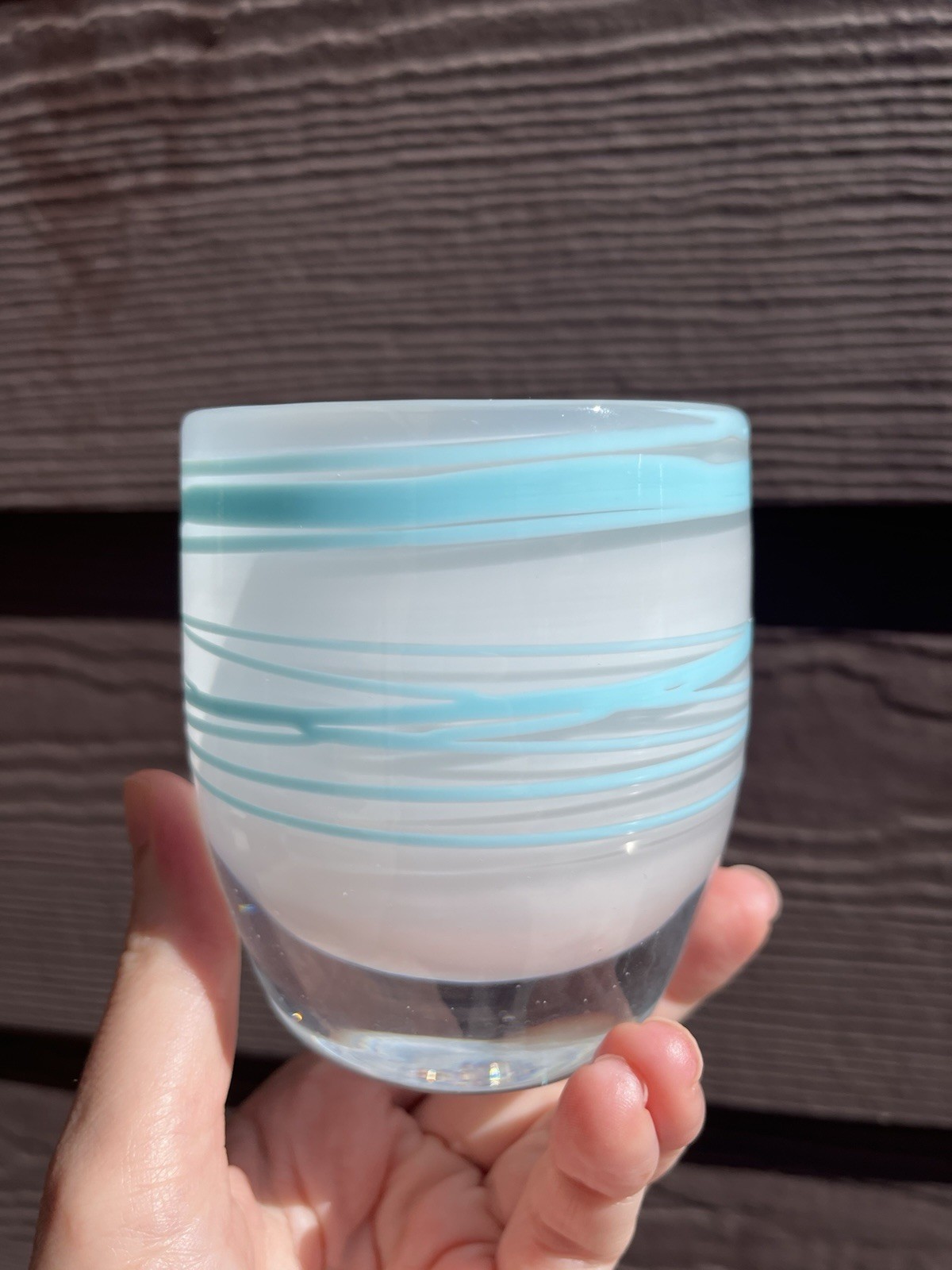 Mist Glassybaby - Limited Edition Fundraiser - Sky Blue Wrap On White