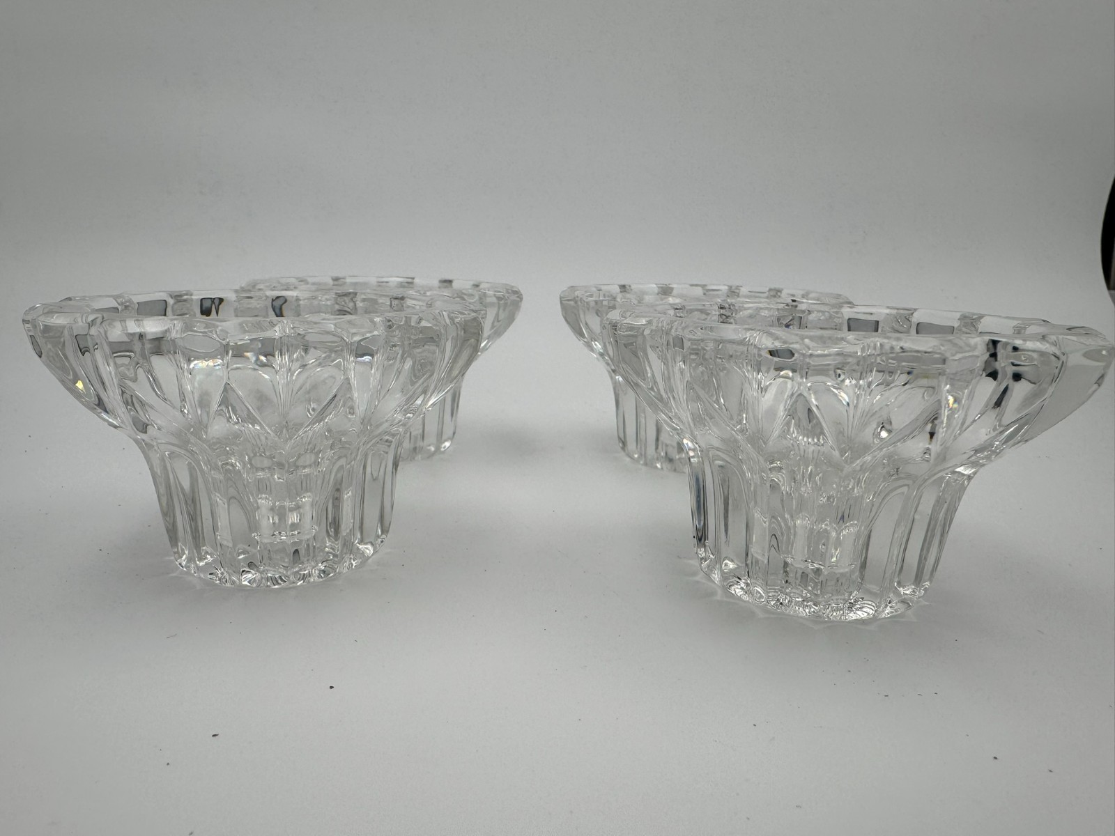 Pressed Glass Taper Candle Holders 4 pack Starburst (or Sunburst) pattern