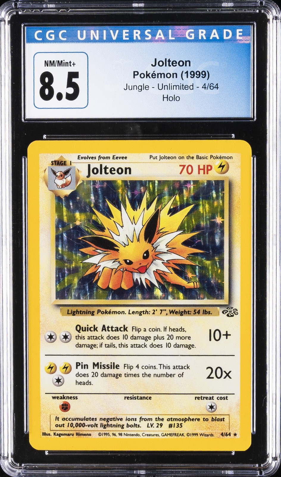 1999 JOLTEON HOLO #4/64 JUNGLE- UNLIMITED CGC 8.5