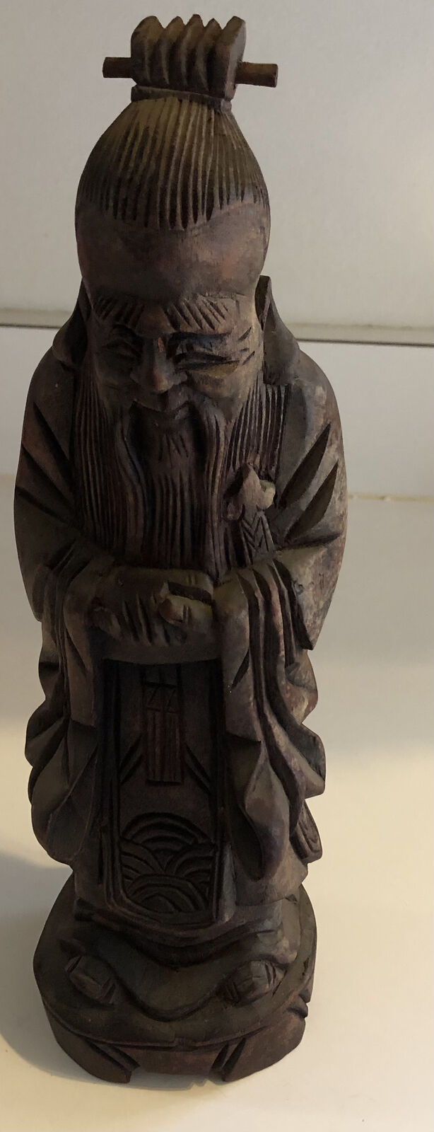 Hand Carved Wooden Wood Samurai Man Statue 12`
