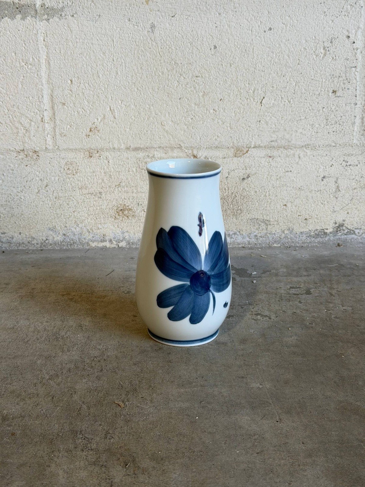 Porcelain Bud Vase Blue Anemone Flower B&G Copenhagen Denmark Mid-Century