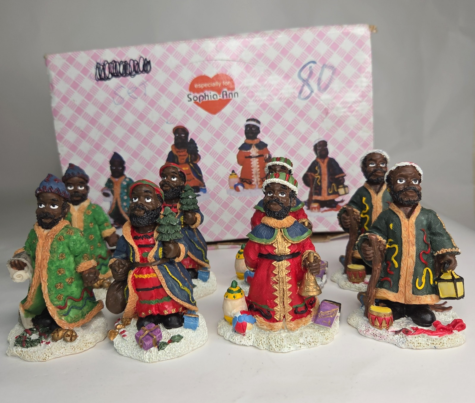 8 Vintage Sophia Ann African American Christmas Gifts Santa Figures