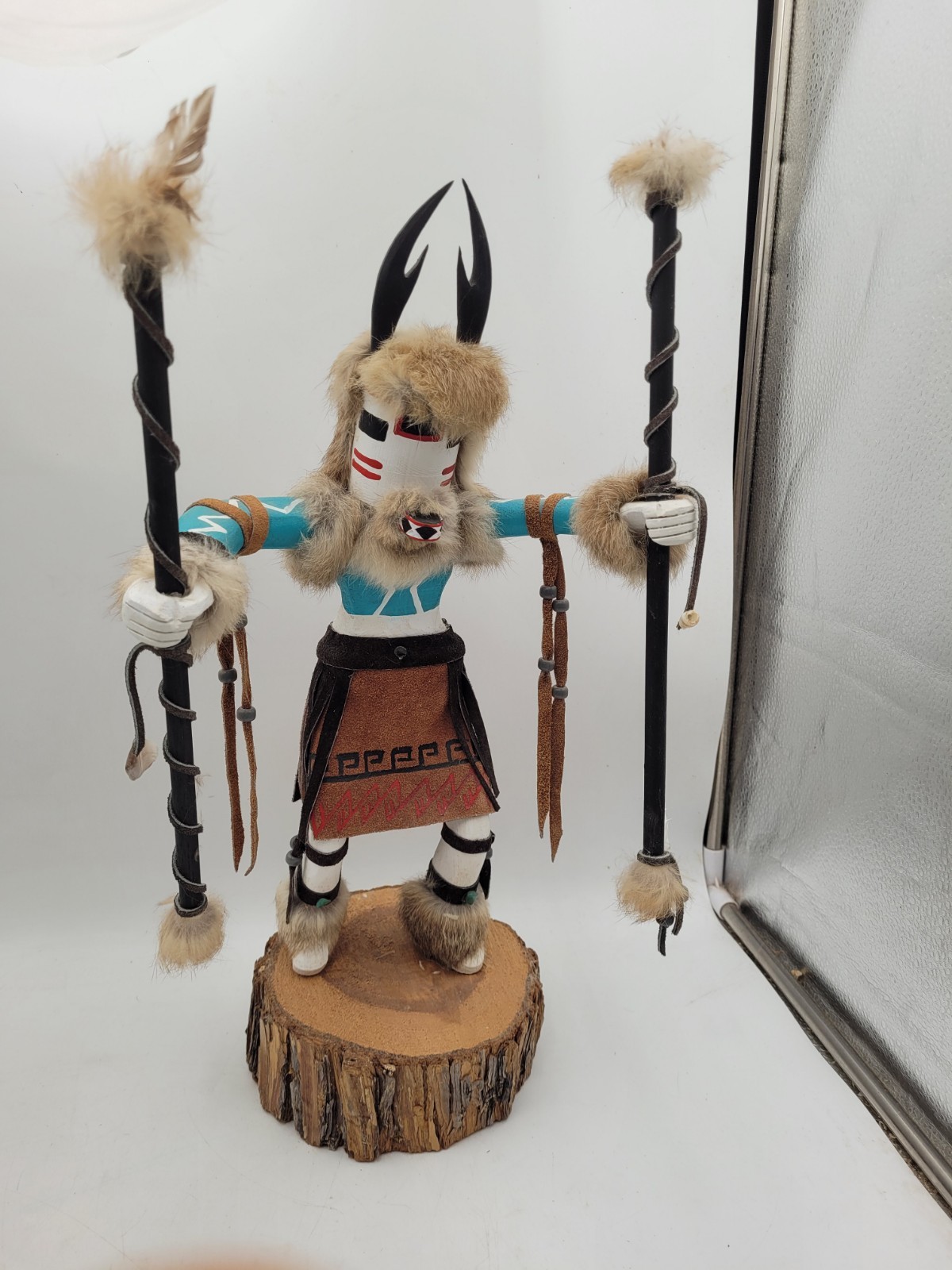Vintage Antelope Kachina Katsina Doll Signed P. Edsitty 1983 Fur Horned Figure