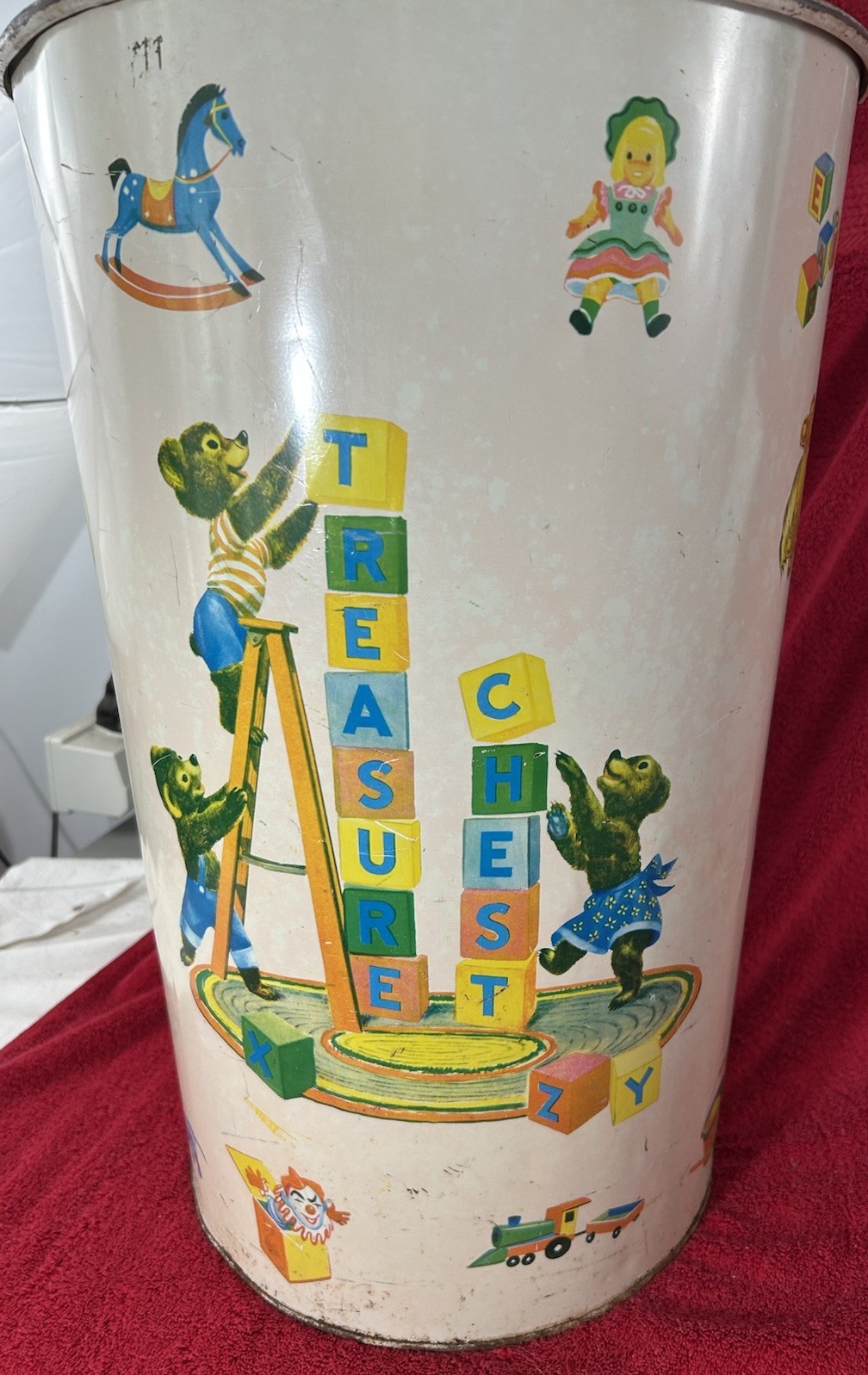 Vintage Nesco 50s Kids Treasure Chest Trash Can 21