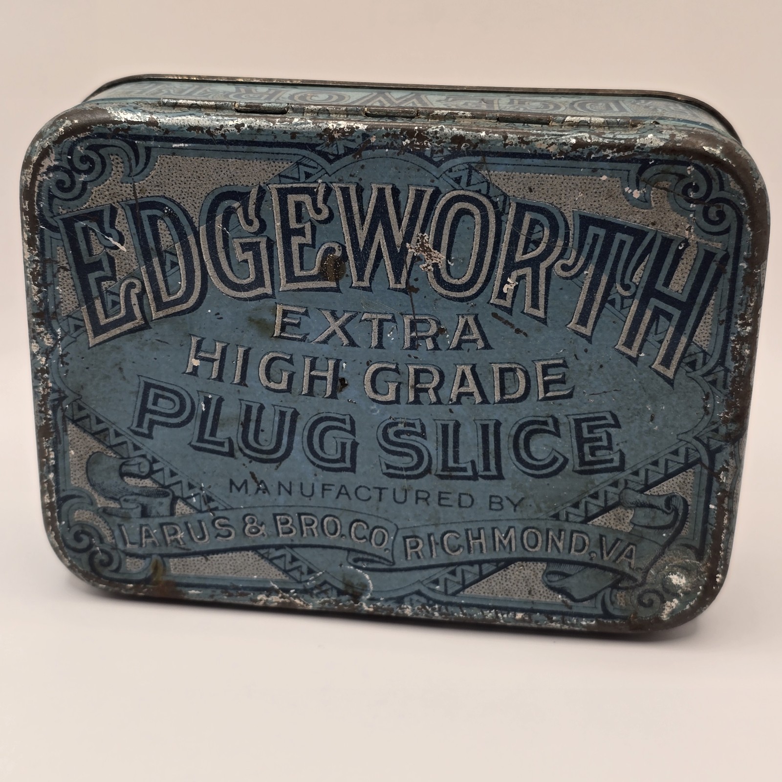 Vintage Edgeworth Extra High Grade Plug Slice Tobacco Tin Larus & Bro Co Antique