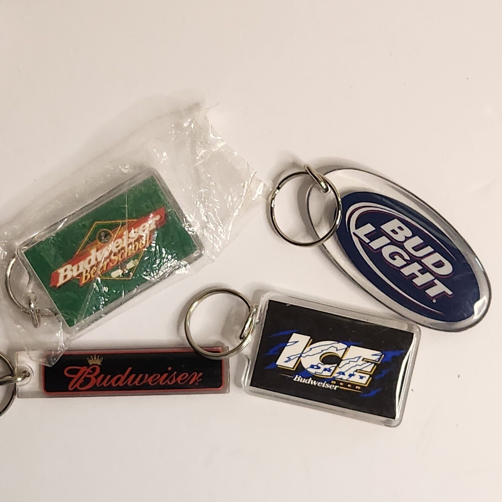 Vintage Lot of Budweiser Bud Bud Light Ice Draft Beer Key Chains Keychains 