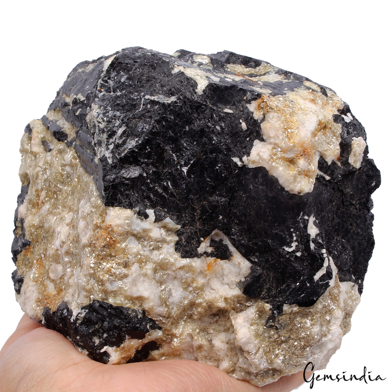 Huge Black Tourmaline w/ Feldspar Erongo Mountain Namibia Specimen Rough 2.6 Kg